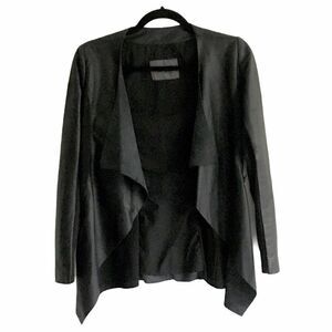 𝅺MADE IN ITALY Vera Pelle Leather Waterfall Blazer Jacket Black XS